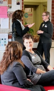 Women talking in the resource centre