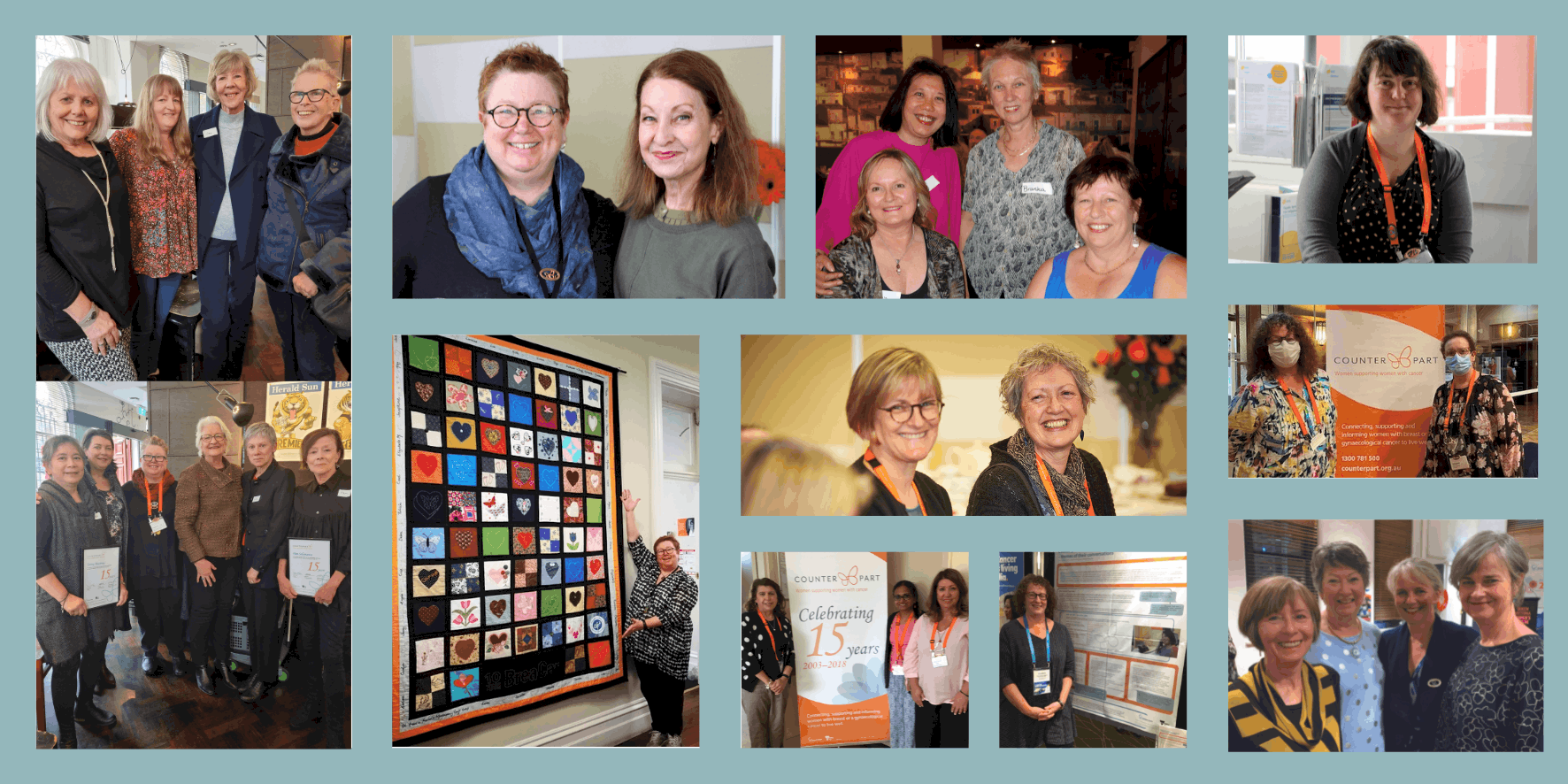 Collage of images featuring Counterpart staff and volunteers