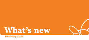 What's new – February 2022. Text on an orange background with the Counterpart logo in the bottom right corner.
