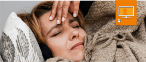 woman with hand on forehead in pain