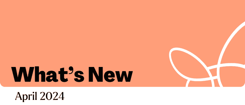 what's new header on orange background with white brandmark.