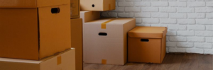 moving boxes against white background