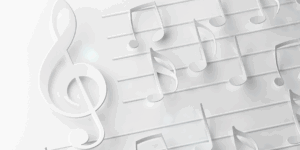 3D white music notes on white background
