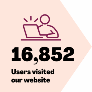 Person with laptop icon and words 16,852 users visited our website
