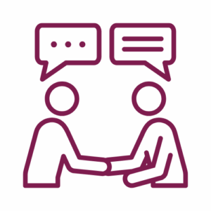 icon of two people talking with speech bubbles